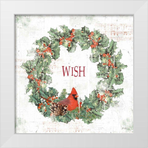 Wooded Holiday IV Wish White Modern Wood Framed Art Print by Pertiet, Katie