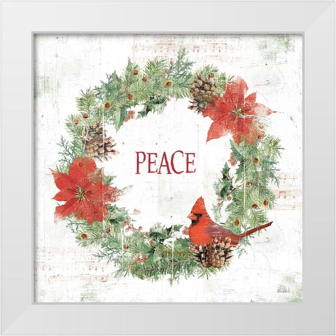 Wooded Holiday V Peace White Modern Wood Framed Art Print by Pertiet, Katie