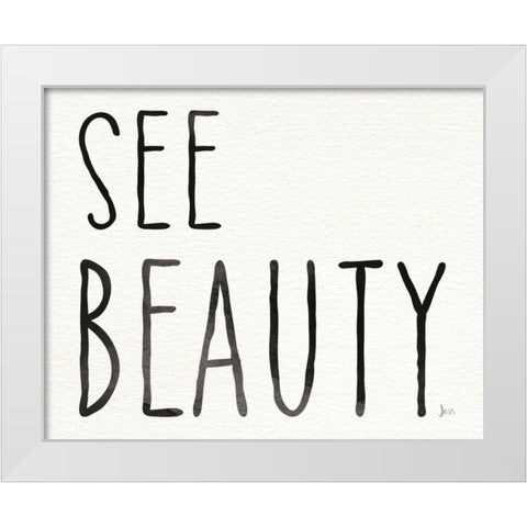 Little Jewels See Beauty White Modern Wood Framed Art Print by Aiken, Jess