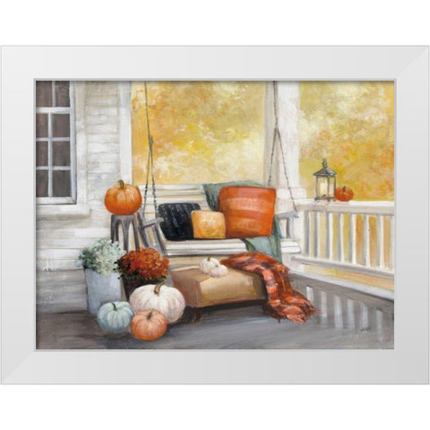 October Porch White Modern Wood Framed Art Print by Purinton, Julia