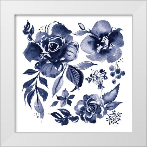 Delft Delight III DB No Words White Modern Wood Framed Art Print by Rice, Kristy