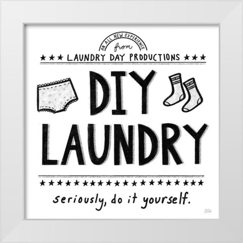 DIY Laundry White Modern Wood Framed Art Print by Averinos, Melissa