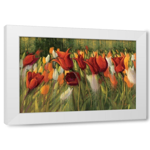 Tipsy Tulips White Modern Wood Framed Art Print by Novak, Shirley