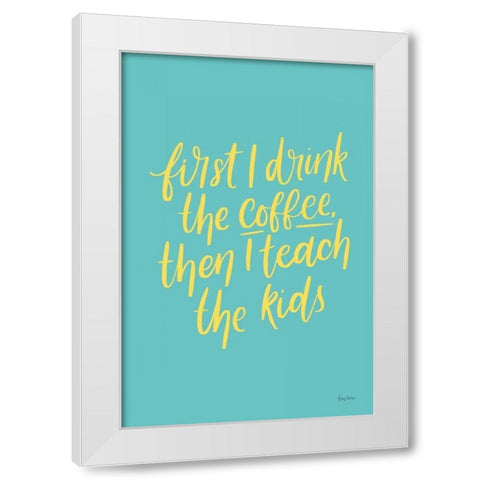 Teachers IV Aqua White Modern Wood Framed Art Print by Thorns, Becky