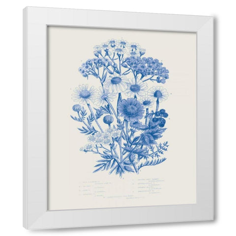 Flowering Plants V Mid Blue White Modern Wood Framed Art Print by Wild Apple Portfolio