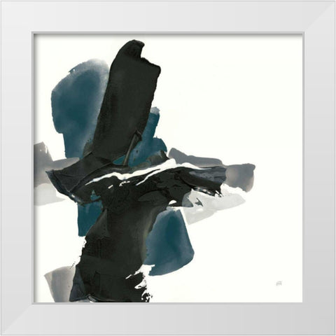 Black and Dark Teal IV White Modern Wood Framed Art Print by Paschke, Chris