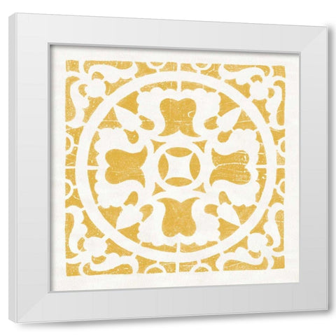 Hacienda Tile I Golden Yellow White Modern Wood Framed Art Print by Hershey, Moira