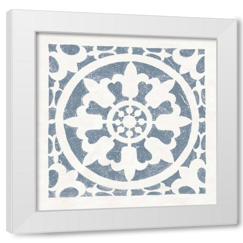 Hacienda Tile II Bluestone White Modern Wood Framed Art Print by Hershey, Moira