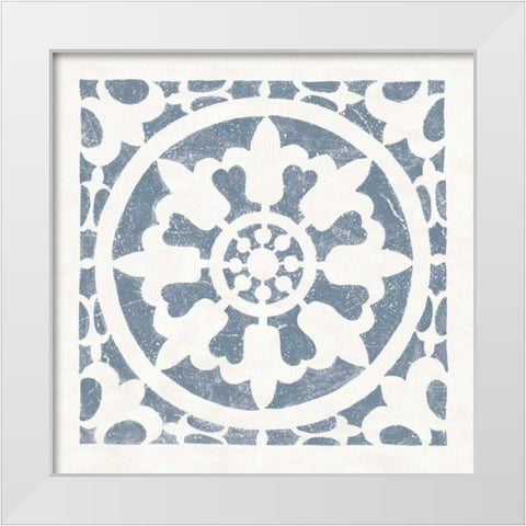 Hacienda Tile II Bluestone White Modern Wood Framed Art Print by Hershey, Moira