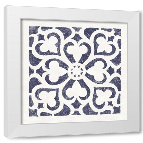 Hacienda Tile III Navy White Modern Wood Framed Art Print by Hershey, Moira