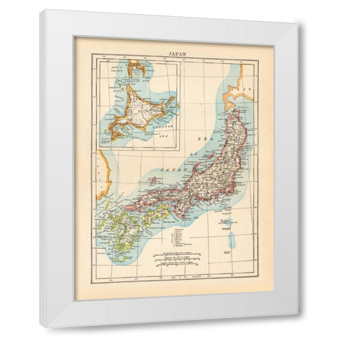 Map of Japan White Modern Wood Framed Art Print by Wild Apple Portfolio