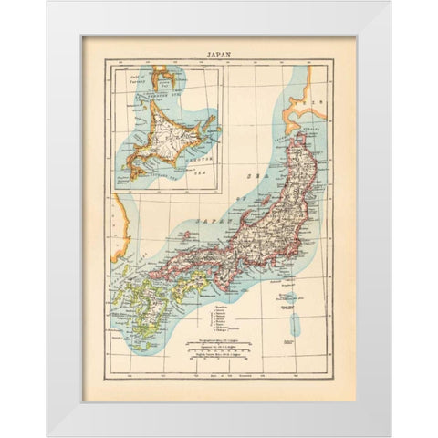 Map of Japan White Modern Wood Framed Art Print by Wild Apple Portfolio