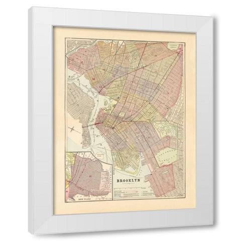 Map of Brooklyn White Modern Wood Framed Art Print by Wild Apple Portfolio
