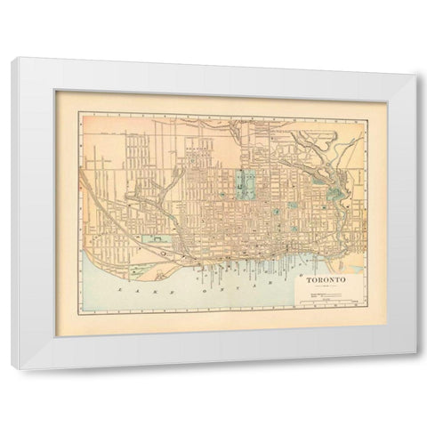 Map of Toronto White Modern Wood Framed Art Print by Wild Apple Portfolio