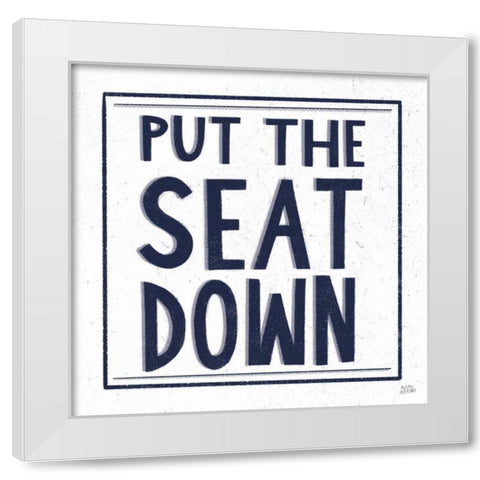 Put the Seat Down Navy White Modern Wood Framed Art Print by Averinos, Melissa