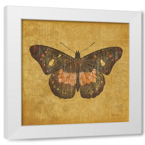 Ochre Butterfly White Modern Wood Framed Art Print by Pertiet, Katie
