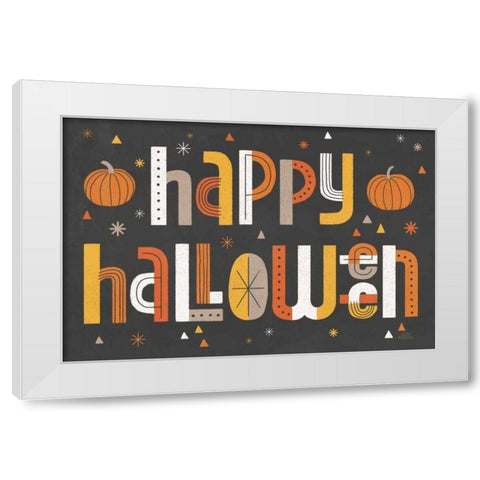 Retro Halloween I Black White Modern Wood Framed Art Print by Marshall, Laura