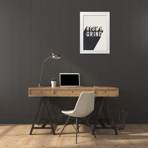 Rise and Grind BW White Modern Wood Framed Art Print by Thorns, Becky