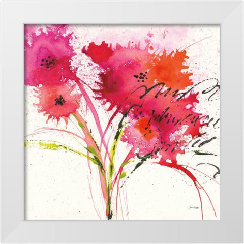 Flower Talk White Modern Wood Framed Art Print by Griggs, Jan
