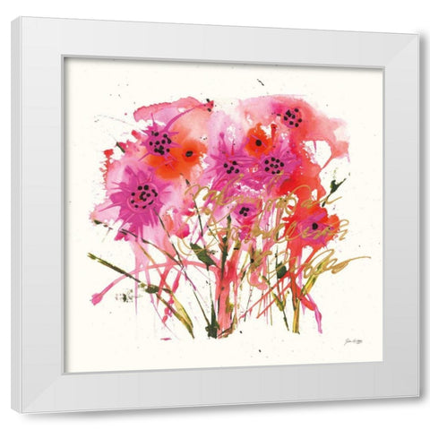 Flower Talk Gold White Modern Wood Framed Art Print by Griggs, Jan