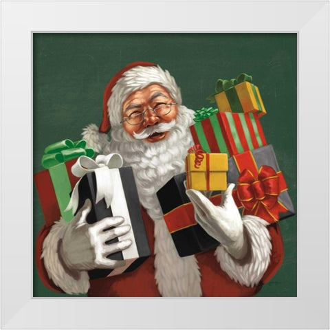 Holiday Santa IV Dark Green White Modern Wood Framed Art Print by Penner, Janelle