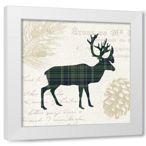 Plaid Lodge I Navy Green White Modern Wood Framed Art Print by Wild Apple Portfolio