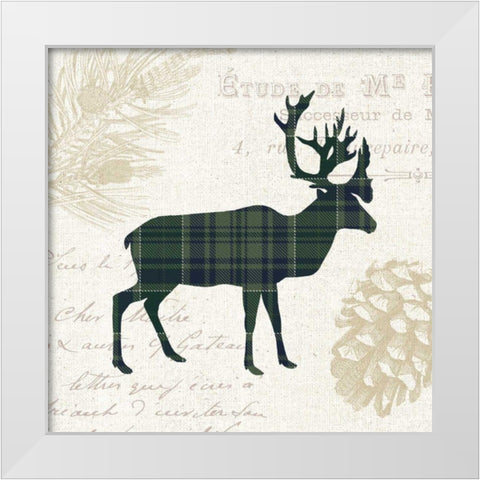 Plaid Lodge I Navy Green White Modern Wood Framed Art Print by Wild Apple Portfolio