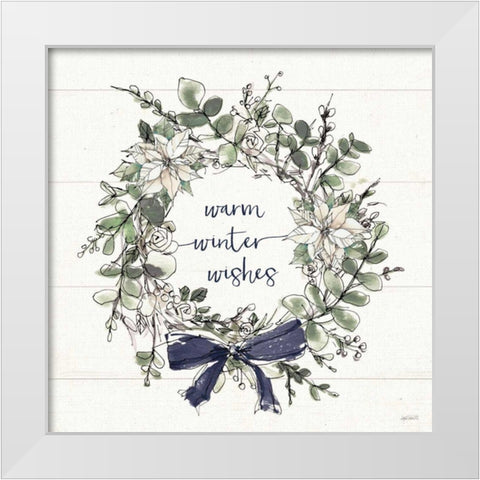 Modern Farmhouse VII Christmas Navy Bow White Modern Wood Framed Art Print by Tavoletti, Anne