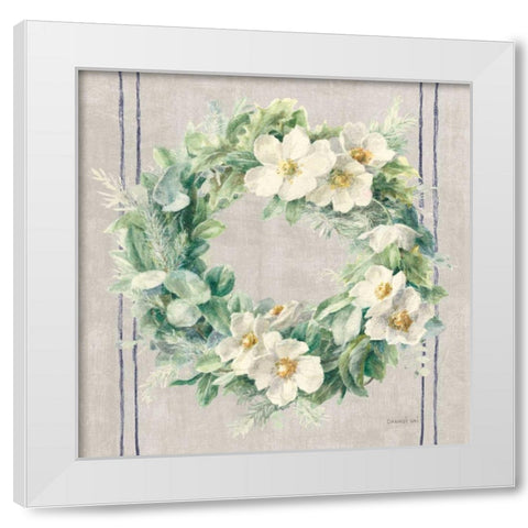 Floursack Holiday Wreath White Modern Wood Framed Art Print by Nai, Danhui