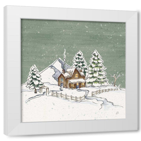 Holiday Toile Cabin Neutral Crop White Modern Wood Framed Art Print by Brissonnet, Daphne