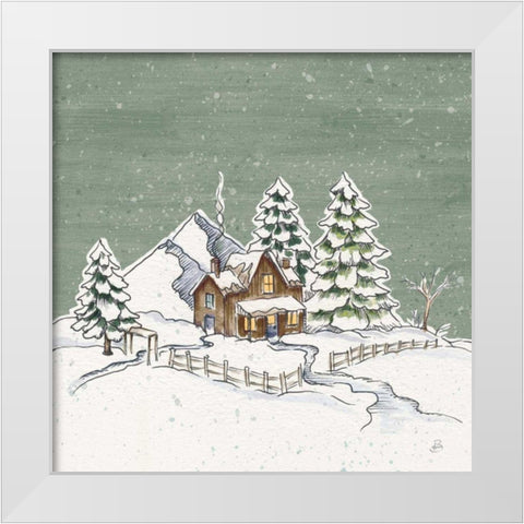 Holiday Toile Cabin Neutral Crop White Modern Wood Framed Art Print by Brissonnet, Daphne