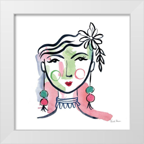 Pretty Faces I White Modern Wood Framed Art Print by Zaman, Farida