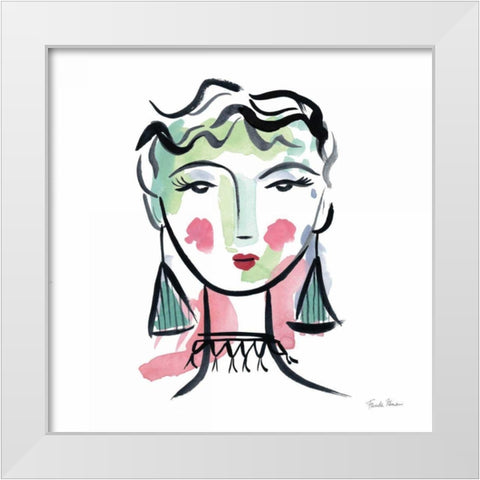 Pretty Faces III White Modern Wood Framed Art Print by Zaman, Farida