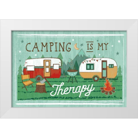 Comfy Camping VIII White Modern Wood Framed Art Print by Averinos, Melissa