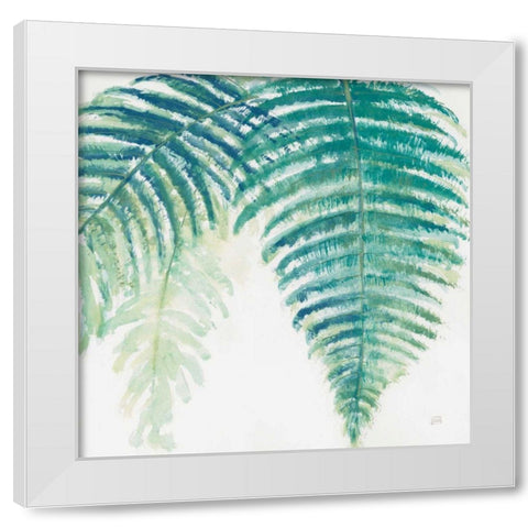 Ferns III Square Cool White Modern Wood Framed Art Print by Paschke, Chris