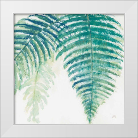 Ferns III Square Cool White Modern Wood Framed Art Print by Paschke, Chris
