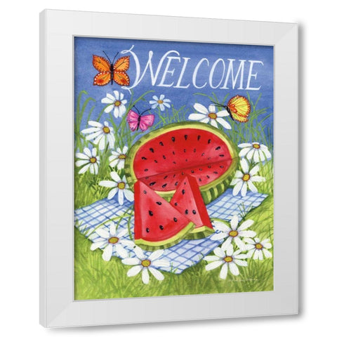 Summertime Welcome White Modern Wood Framed Art Print by McKenna, Kathleen Parr