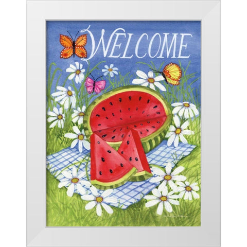 Summertime Welcome White Modern Wood Framed Art Print by McKenna, Kathleen Parr