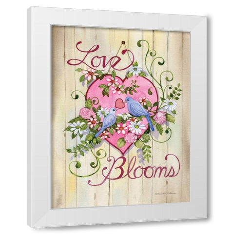 Love Blooms White Modern Wood Framed Art Print by McKenna, Kathleen Parr