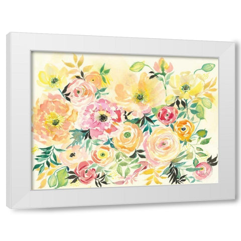 Sunny Blooms White Modern Wood Framed Art Print by Rice, Kristy