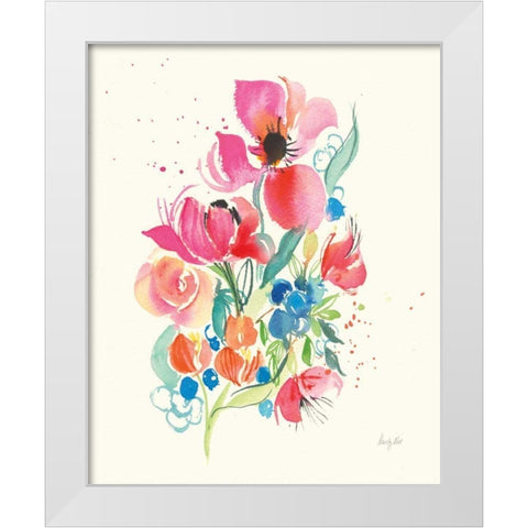 Bright Bouquet White Modern Wood Framed Art Print by Rice, Kristy