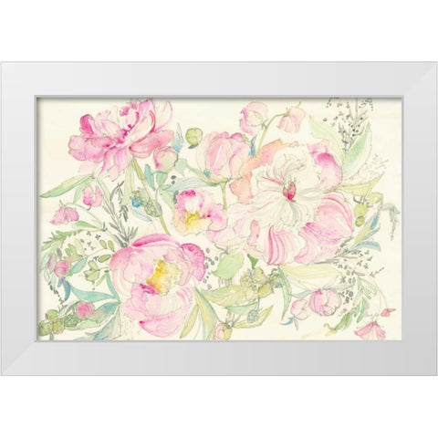 Peony Garden White Modern Wood Framed Art Print by Rice, Kristy
