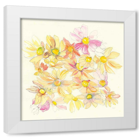 Pastel Garden Daisies White Modern Wood Framed Art Print by Rice, Kristy