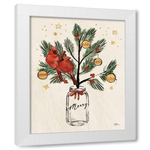 Christmas Lovebirds XIII Merry White Modern Wood Framed Art Print by Penner, Janelle