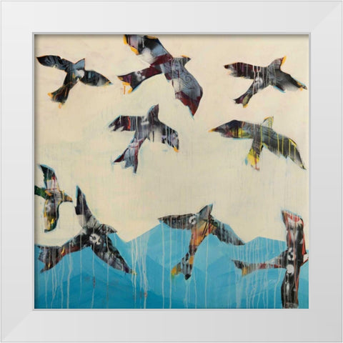 Ravens Rising White Modern Wood Framed Art Print by Day, Kellie