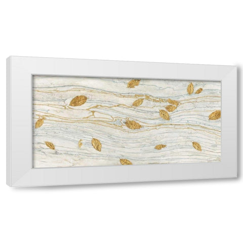 Golden Fossil Leaves White Modern Wood Framed Art Print by Wiens, James