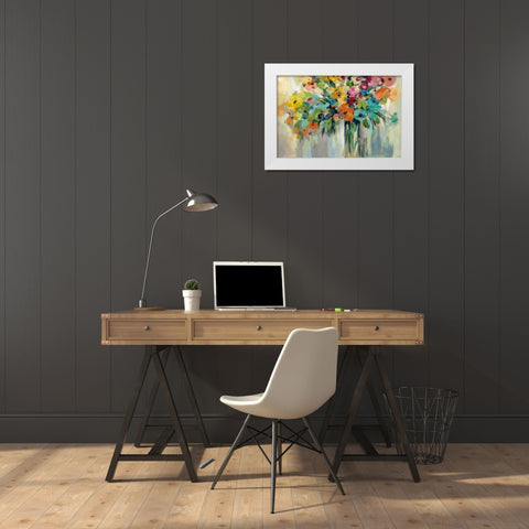 Cloud of Flowers White Modern Wood Framed Art Print by Vassileva, Silvia