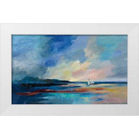 Ultramarine Sea and Sky White Modern Wood Framed Art Print by Vassileva, Silvia
