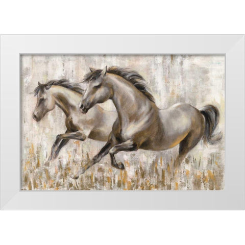 Running Horses White Modern Wood Framed Art Print by Vassileva, Silvia