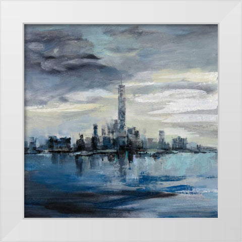 Manhattan Winter White Modern Wood Framed Art Print by Vassileva, Silvia